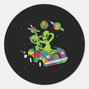 Sticker Rond Enfants Alien Sensibilisation sur l'autisme spatia