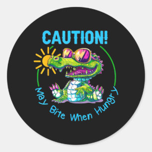 Sticker Rond Enfants Alligator Crocodile Floride Vacances Été