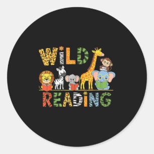 Sticker Rond Enfants amoureux de la lecture lisant des livres s
