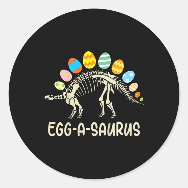 Sticker Rond Enfants Amusants Eggasaurus Dinosaure Chasse aux o (Devant)