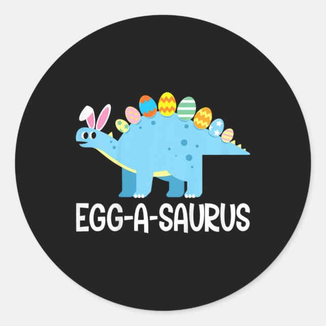 Sticker Rond Enfants Amusants Eggasaurus Dinosaure Chasse aux o (Devant)