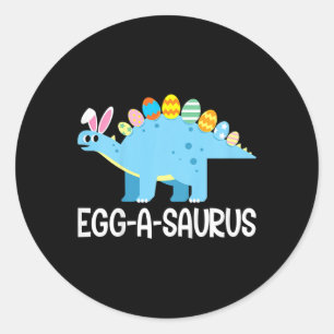 Sticker Rond Enfants Amusants Eggasaurus Dinosaure Chasse aux o
