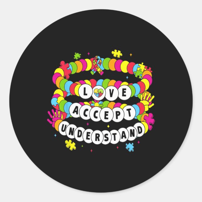 Sticker Rond Enfants Autistes Filles Aimer Accepter Comprendre  (Devant)