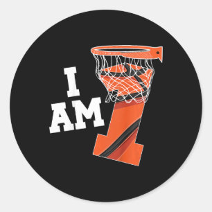 Sticker Rond Enfants Basketball 1er Anniversaire Garçon Un An B