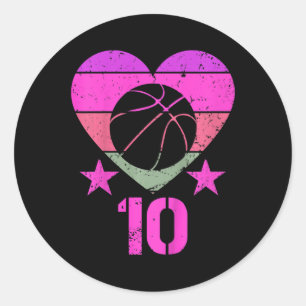 Sticker Rond Enfants Basketball Anniversaire 10 ans Garçon fill