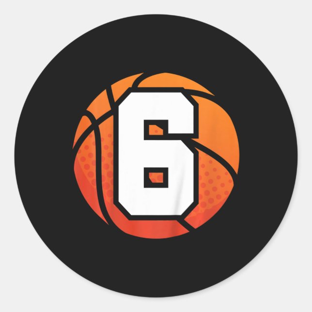 Sticker Rond Enfants Basketball Anniversaire 6 Nombre Enfants B (Devant)