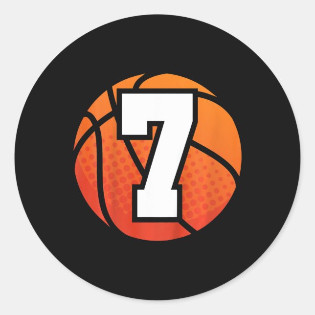 Sticker Rond Enfants Basketball Anniversaire 7 Nombre Sept Anni (Devant)