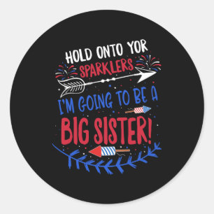 Sticker Rond Enfants Big Soeur Sparkler 4 juillet Grossesse Ann