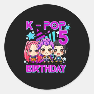 Sticker Rond Enfants C'est Mon 5ème Anniversaire Mignon Chi