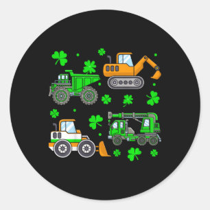 Sticker Rond Enfants Camion de Construction Irlandais Grue St P