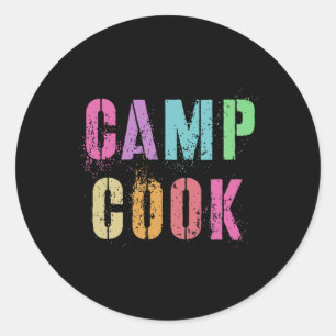Sticker Rond Enfants Camp Cook Chef Équipe de Cuisine Camping V