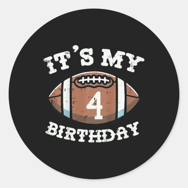 Sticker Rond Enfants C'Est Mon 4e Anniversaire Football América (Devant)