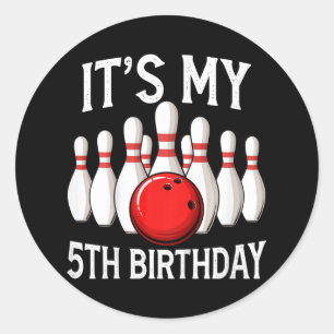 Sticker Rond Enfants C'est mon 5e anniversaire Bowling Bowler 5
