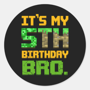 Sticker Rond Enfants C'est Mon 5ème Anniversaire Frère Ans Game