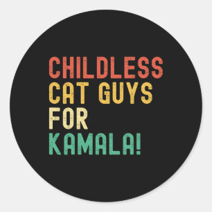 Sticker Rond Enfants Chats Guys Pour Kamala Harris 2024 Vintage