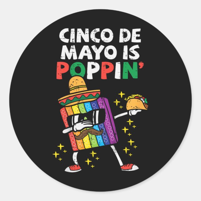 Sticker Rond Enfants Cinco De Mayo Est Poppin Fidget Toddler Bo (Devant)
