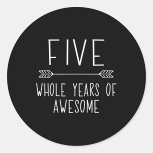 Sticker Rond Enfants Cinquième anniversaire garçon, 5 ans Anniv