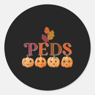 Sticker Rond Enfants Citrouilles mignons Chute Thanksgiving Nur