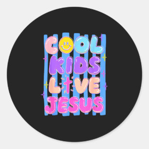 Sticker Rond Enfants cool preppy aiment jésus rayures chrétien