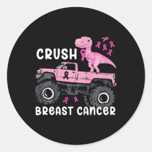 Sticker Rond Enfants Crush Cancer du Sein Monster Camion Dinosa