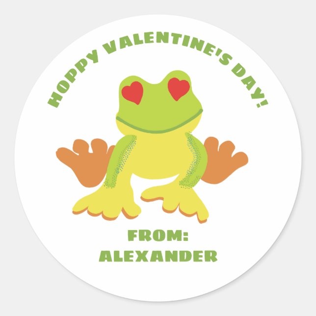 Sticker Rond Enfants Cute Frog Valentine's Day Class Exchange (Devant)