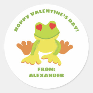 Sticker Rond Enfants Cute Frog Valentine's Day Class Exchange