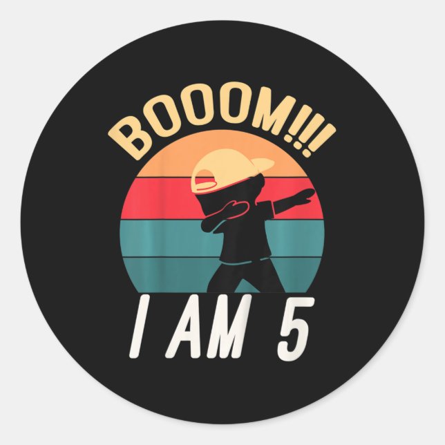 Sticker Rond Enfants Dabbing Anniversaire 5 ans Anniversaire te (Devant)