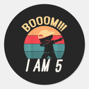 Sticker Rond Enfants Dabbing Anniversaire 5 ans Anniversaire te