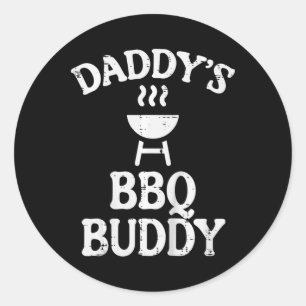 Sticker Rond Enfants Daddys Bbq Buddy Cute Barbecue Family Matc