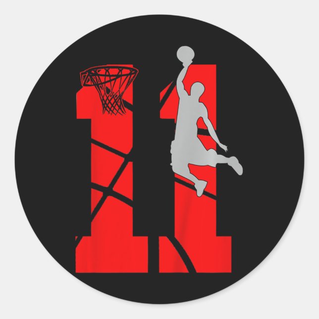 Sticker Rond Enfants de 11 ans 11e Fête d'anniversaire de baske (Devant)