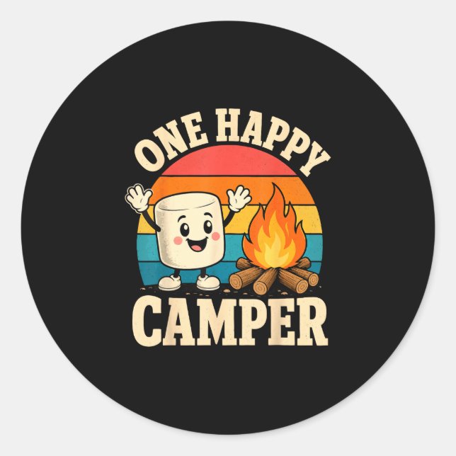 Sticker Rond Enfants de camping marshmallow mignon feu de camp  (Devant)