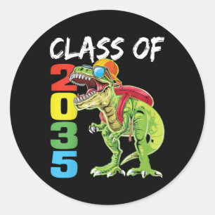 Sticker Rond Enfants de la promotion 2035 T Rex dinosaure Premi
