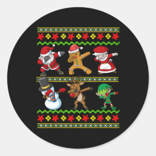Sticker Rond Enfants de Noël Père Noël Esquisse Dabbing Hommes