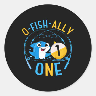 Sticker Rond Enfants De Poisson Un 1er Anniversaire Thème De Pê