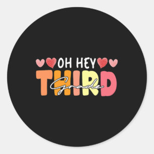 Sticker Rond Enfants de troisième année Fille Retour à l'école 