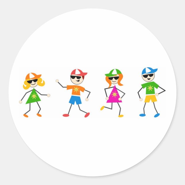 Sticker Rond Enfants d'été (Devant)