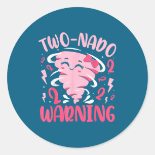 Sticker Rond Enfants Deux-nado Avertissement 2e Anniversaire Nk