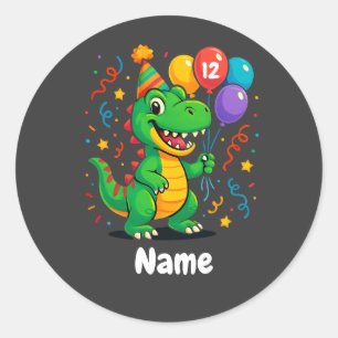 Sticker Rond Enfants Dino Anniversaire Personnalisés