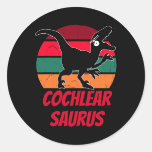 Sticker Rond Enfants Dinosaure de l'ouïe perte de sensibilisati