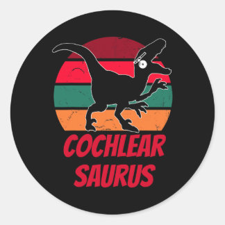 Sticker Rond Enfants Dinosaure de l'ouïe perte de sensibilisati