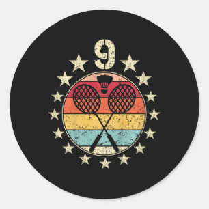 Sticker Rond Enfants Dminton Anniversaire 9 ans Garçon Dminton