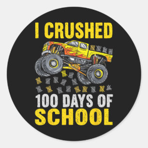 Sticker Rond Enfants Drôle J'Ai Écrasé 100 Jours De Garçons Sco