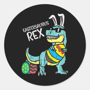 Sticker Rond Enfants Eastersaurus Rex Pâques Trex Lapin Tout-Pe