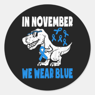 Sticker Rond Enfants En Novembre Nous Portons Blue Diabetes Sen