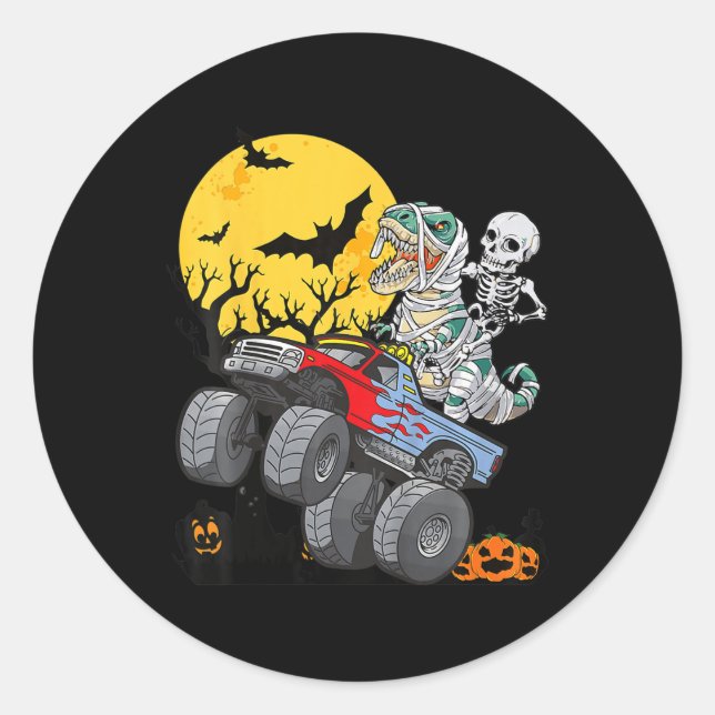 Sticker Rond Enfants Enfants Squelette Monstre Camion Lune bonb (Devant)