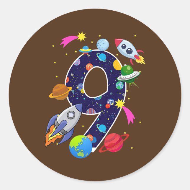 Sticker Rond Enfants Espace extra-atmosphérique 9 ans 9e annive (Devant)