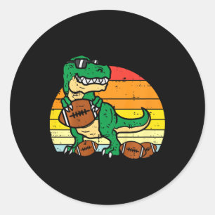Sticker Rond Enfants Football Américain Trex Rétro Dinosaure Ga