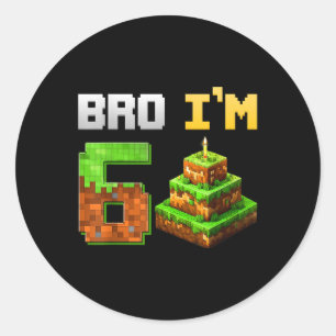 Sticker Rond Enfants Garçon Son 6ème Anniversaire Jeu de Bro Pi