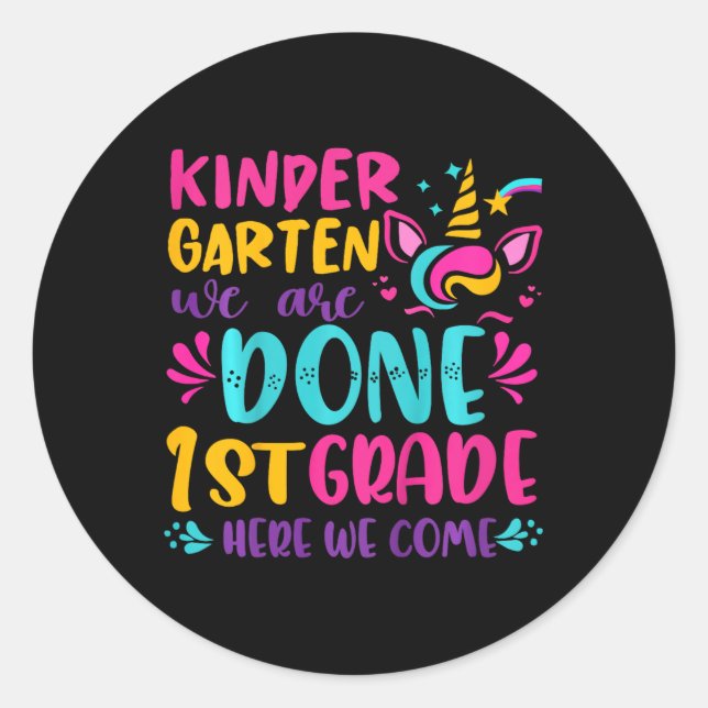 Sticker Rond Enfants Gardergarten Fait 1ère Année Dernière Jour (Devant)