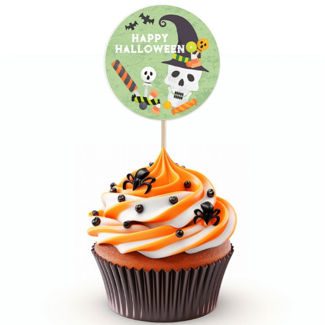Sticker Rond Enfants Halloween Crâne et bonbons Favoriser Stick (Halloween Party Favor Sticker)